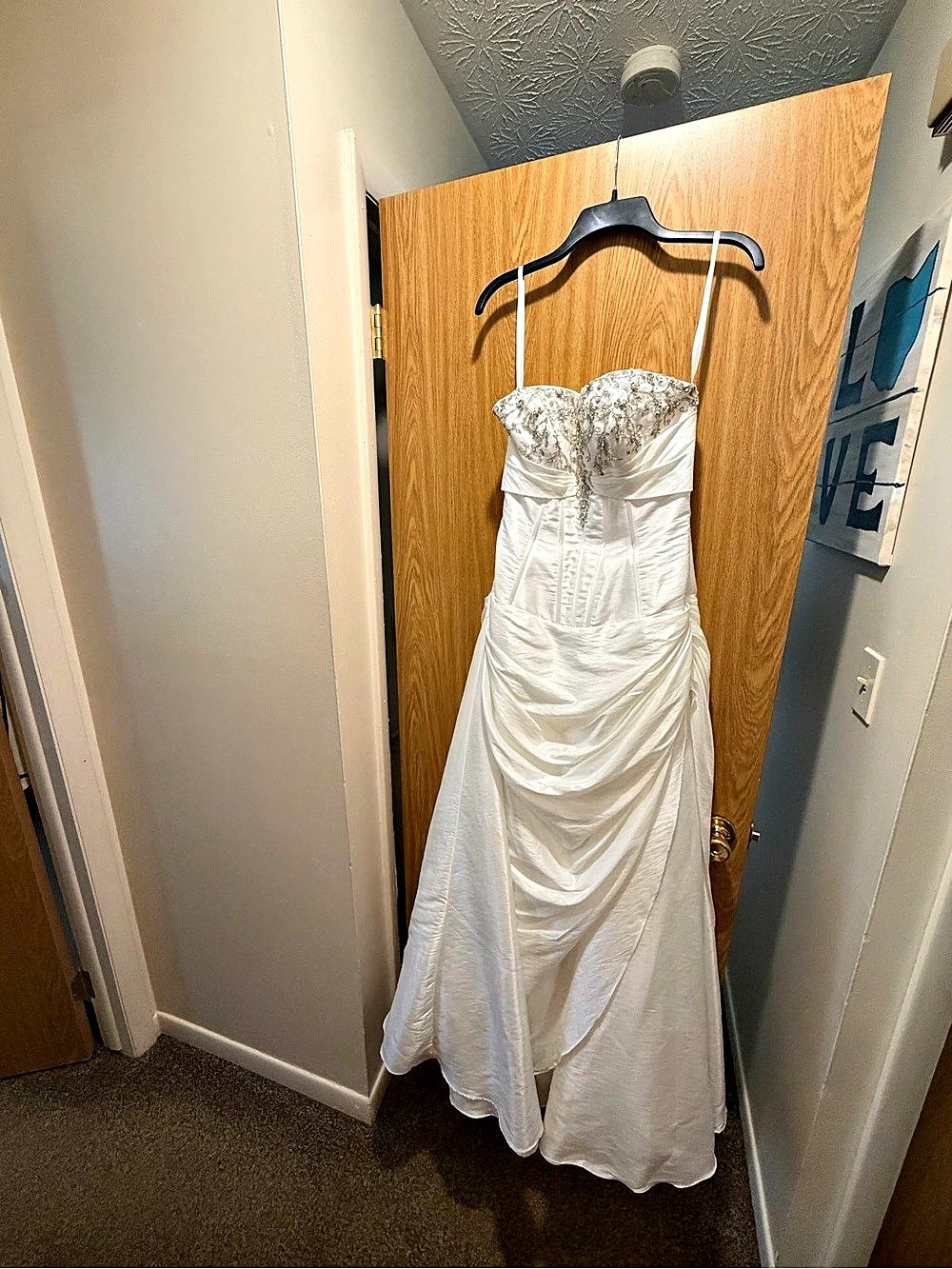 Strapless Ruched Wedding Dress in White Like New
